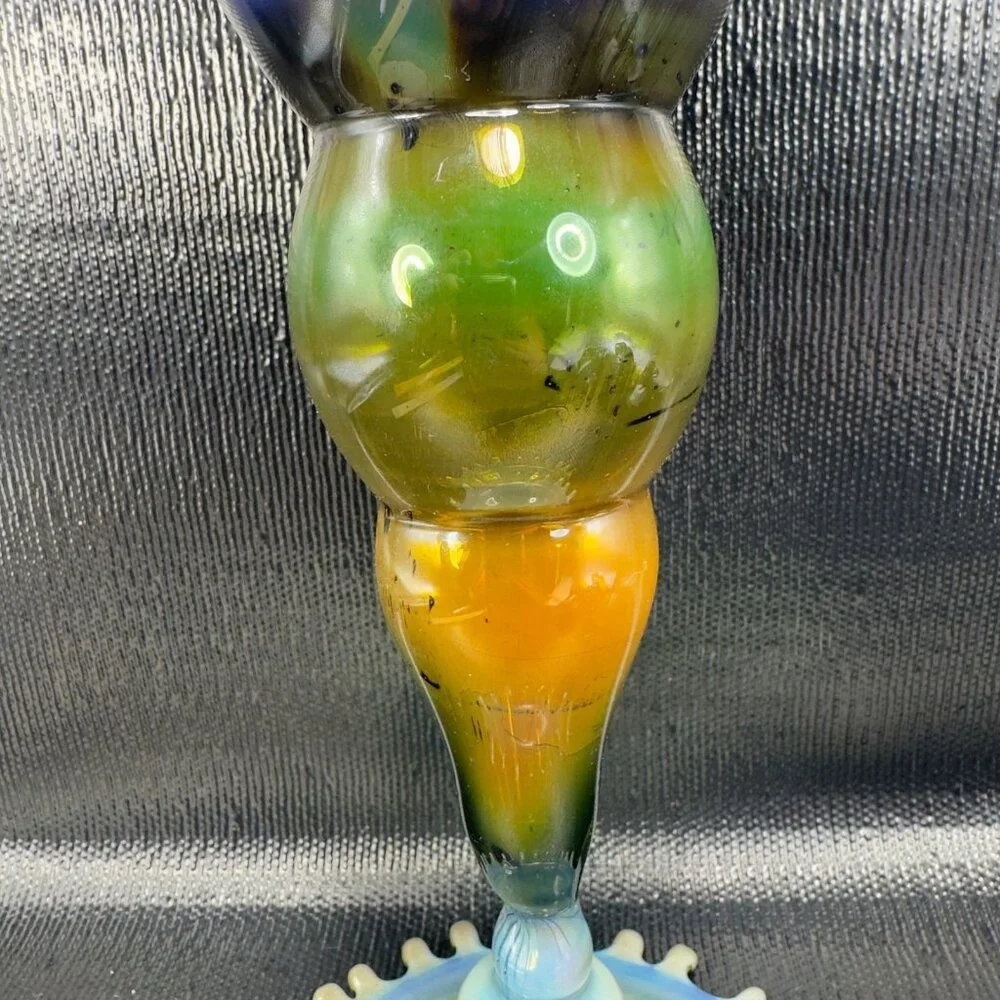 Studio Art‎ Glass Tall Vase Vessel Slag Multicolored Glass Vase Hand Blown Thin